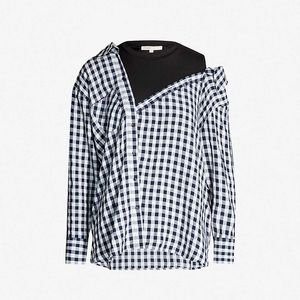 Brand new Maje Gingham check trompe L’oeil shirt